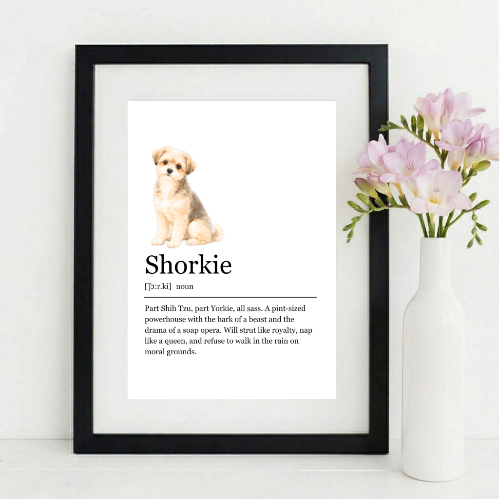 Funny SHORKIE Definition Wall Art Print