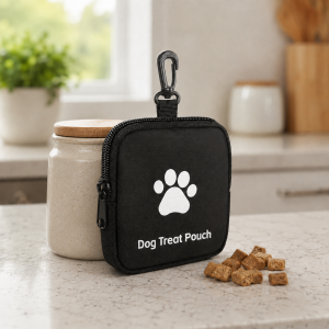 Small clip-on dog treat pouch for puppy training and walks